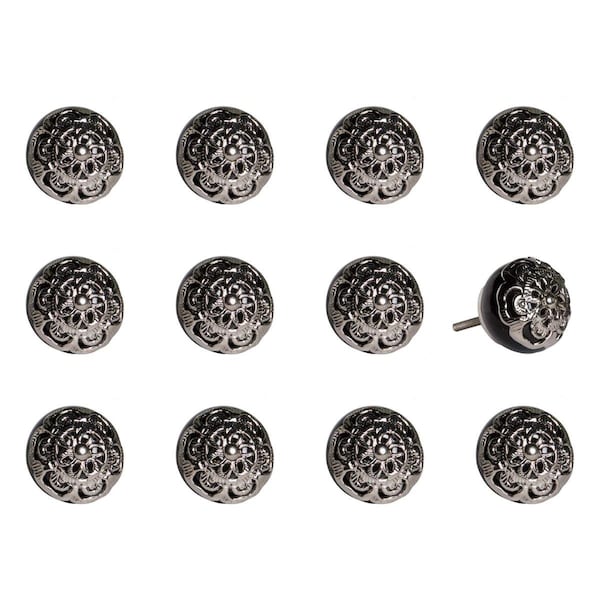 Homeroots K000022 Knob It - Black, Chrome - Pack of 12, 12PK - 321673