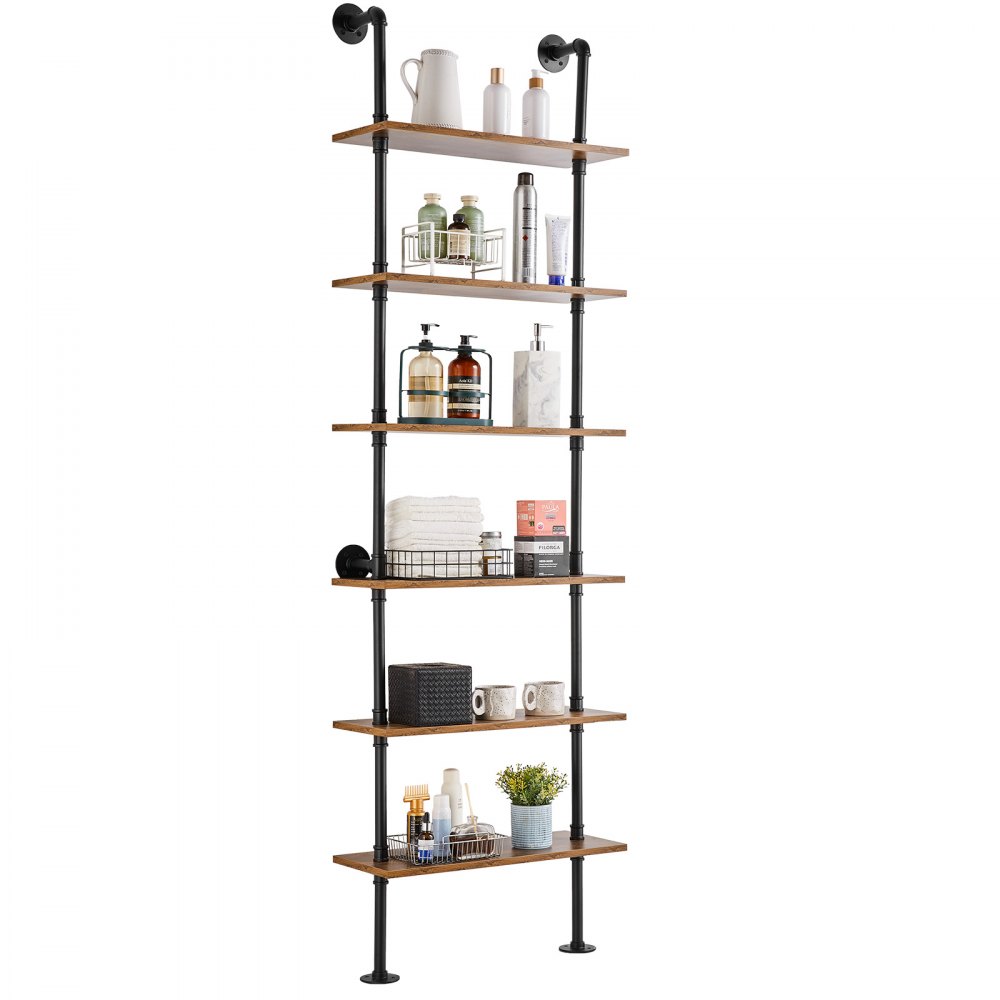 VEVOR Industrial Pipe Shelf 6 Tier 24x9.84in Wall-Mount for Kitchen Bedroom - JSGZWJYGHMBHWK4D5V0