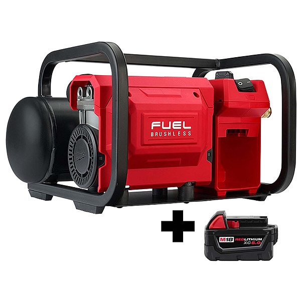 Milwaukee Tool M18 FUEL 2-Gal Compressor, 5.0 Battery - 2840-20, 48-11-1850