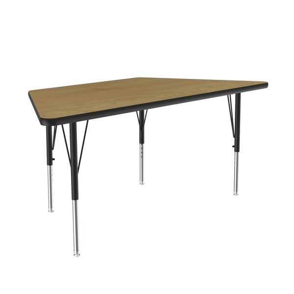 Correll Trapezoidal Adjustable Height Activity Kids School Table, 30" W, 60" L, 19" to 29" H, Fusion Maple - A3060-TRP-16