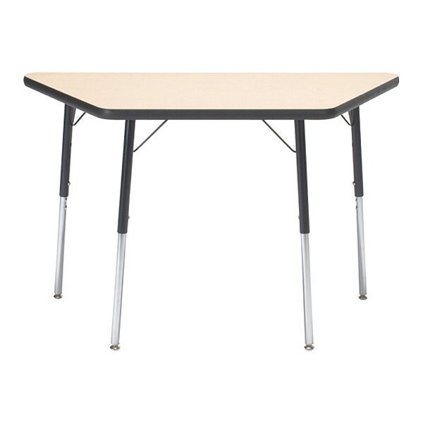 Correll Trapezoidal Adjustable Height Activity Kids School Table, 30" W, 60" L, 19" to 29" H, Fusion Maple - A3060-TRP-16