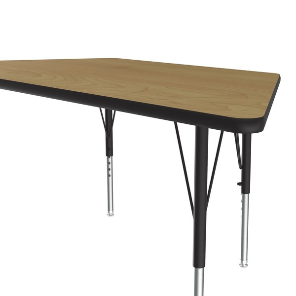 Correll Trapezoidal Adjustable Height Activity Kids School Table, 30" W, 60" L, 19" to 29" H, Fusion Maple - A3060-TRP-16