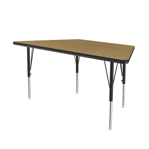Correll Trapezoidal Adjustable Height Activity Kids School Table, 30" W, 60" L, 19" to 29" H, Fusion Maple - A3060-TRP-16