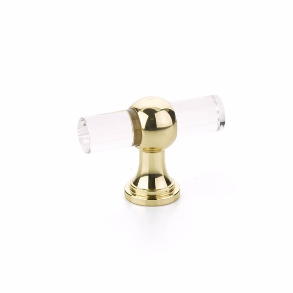 Schaub Lumiere Transitional Cabinet T Knob Acrylic Bright Brass Finish - 411-03