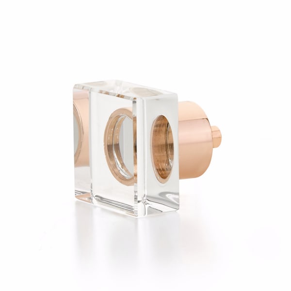 Schaub City Lights Square Glass Knob Polished Rose Gold Finish - 57-PRG