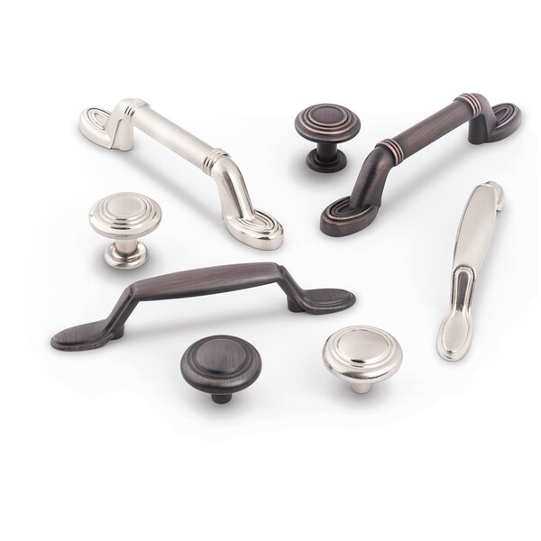 Elements By Hardware Resources 1-1/4" Diameter Satin Nickel Stacked Ring Vienna Cabinet Mushroom Knob - 110SN