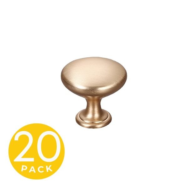 Sapphire Alpha Series 1 in. Modern Gold Round Cabinet Knob (20-Pack) - SP-1145-K-BRA-20