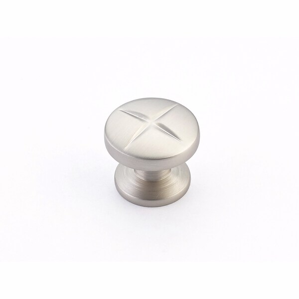 Schaub 1-3/8in Grooved Northport Round Cabinet Knob Satin Nickel Finish - 210-15