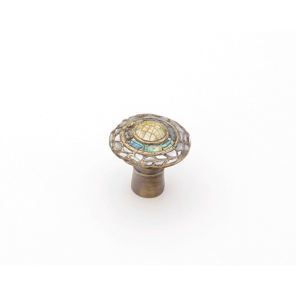 Schaub 1in Fair Isle Imperial Shell Cabinet Knob Aged Dover Finish - 650-AD