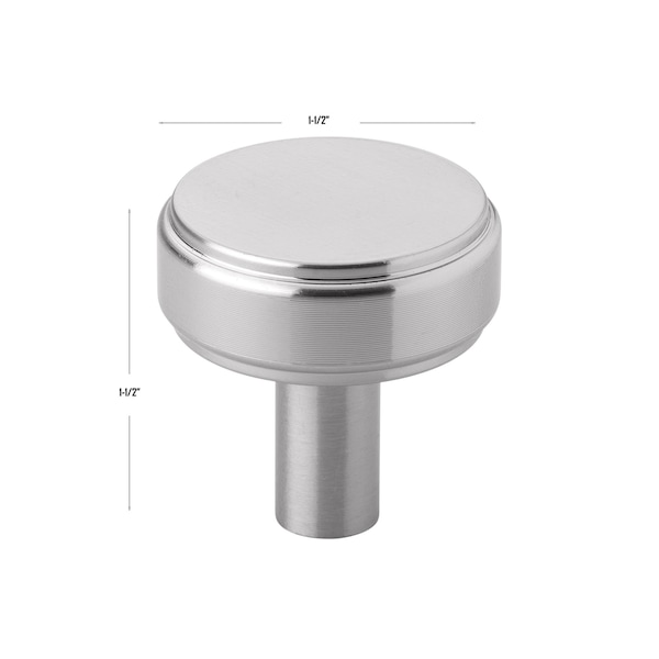 Gliderite Hardware 1-1/2 in. Solid Round Knurled Cabinet Knob - 5827-SN, 5PK - 5827-SN-5