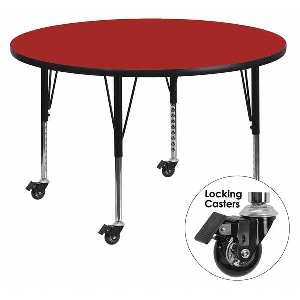 Flash Furniture Round Activity Table, 60" W, 60" L, 25.37" H, Laminate, Red - XU-A60-RND-RED-T-P-CAS-GG
