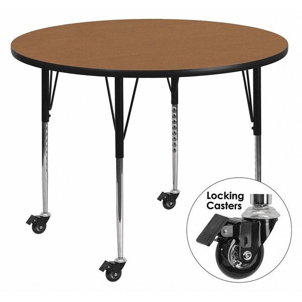 Flash Furniture Round Activity Table, 42" W, 42" L, 30.37" H, Laminate, Wood Grain - XU-A42-RND-OAK-T-A-CAS-GG