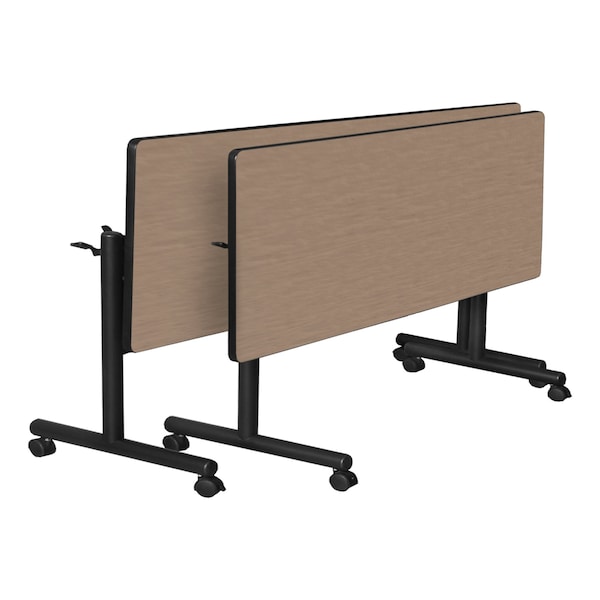 Regency Kobe Flip-Top Training Nesting Table W/ 2 Zeng Stack Chairs, 60 in W, 30 in L, Noble Oak - MKFT6030NO44BE