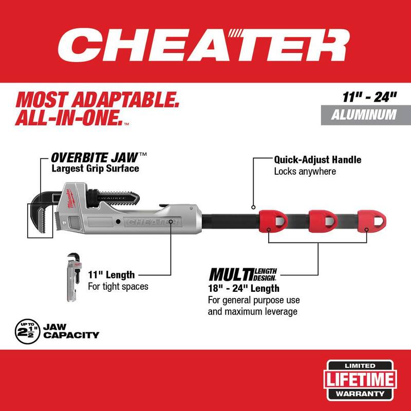Llave de tubo tramposa de aluminio de Milwaukee con llave de tubo offset de aluminio de 24 pulgadas - 48-22-7318-48-22-7182.