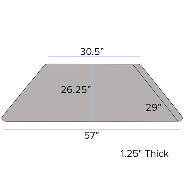 Flash Furniture Trapezoid Activity Table, 29 W, 57 L, 25.37 H, Chrome, Laminate, Particleboard, Steel, Grey - XU-A3060-TRAP-GY-T-P-CAS-GG