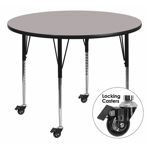 Flash Furniture Round Actvity Table, Round, Gray, Lckng Cstrs, 42", 42" W, 42" L, 30.5" H, Laminate, Grey - XU-A42-RND-GY-H-A-CAS-GG