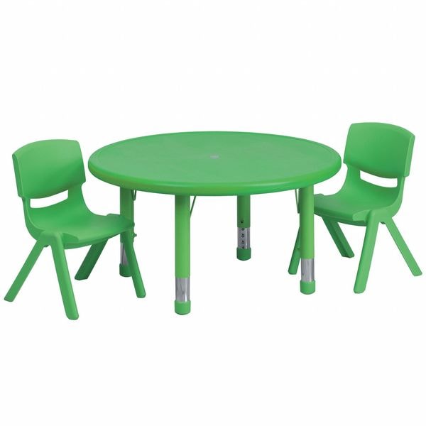 Flash Furniture Round Activity Table, 33 W, 33 L, 23.75 H, Plastic, Steel, Green - YU-YCX-0073-2-ROUND-TBL-GREEN-R-GG