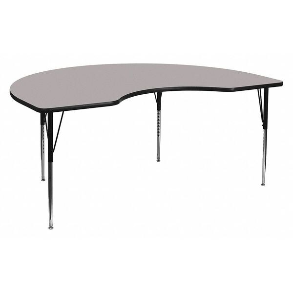 Flash Furniture Kidney Activity Table, 48" W, 96" L, 30.25" H, Laminate, Grey - XU-A4896-KIDNY-GY-H-A-GG