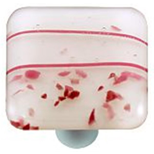 Towels Usa Mardi Gras Pink with White Square Glass Cabinet Knob - Black Post - TO2521999