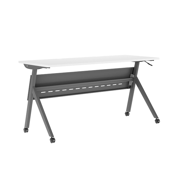 Flash Furniture Davis 60in. x 24in. HD Nesting Table w/Y-Legs, Modesty Panel, 1in. Thick White Tabletop, Gray Frame - MT-M6024-Y-LEG-WHTGRY-GG