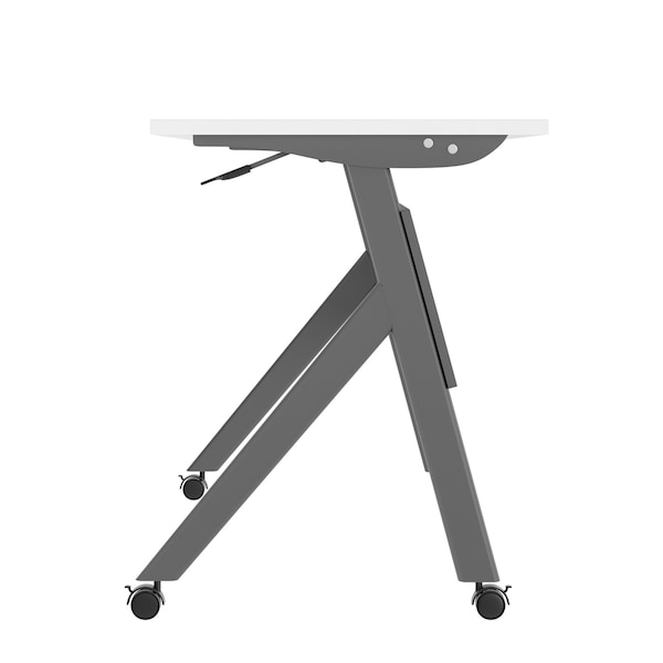 Flash Furniture Davis 60in. x 24in. HD Nesting Table w/Y-Legs, Modesty Panel, 1in. Thick White Tabletop, Gray Frame - MT-M6024-Y-LEG-WHTGRY-GG