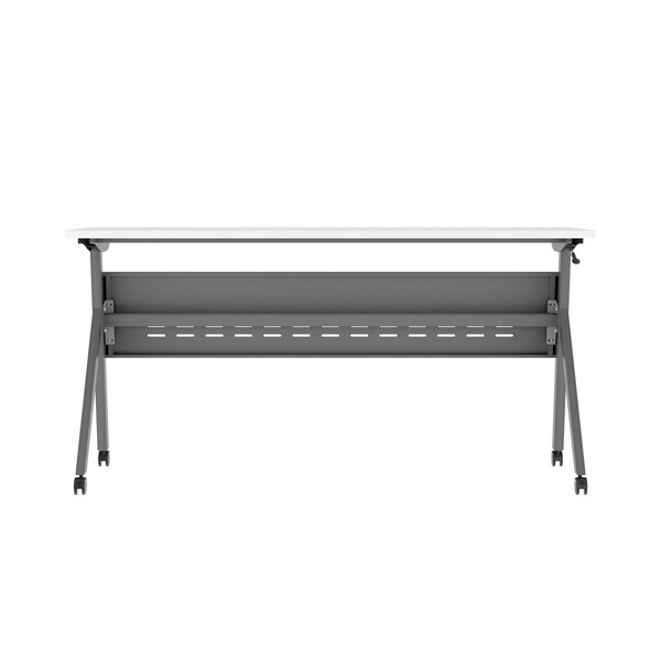 Flash Furniture Davis 60in. x 24in. HD Nesting Table w/Y-Legs, Modesty Panel, 1in. Thick White Tabletop, Gray Frame - MT-M6024-Y-LEG-WHTGRY-GG