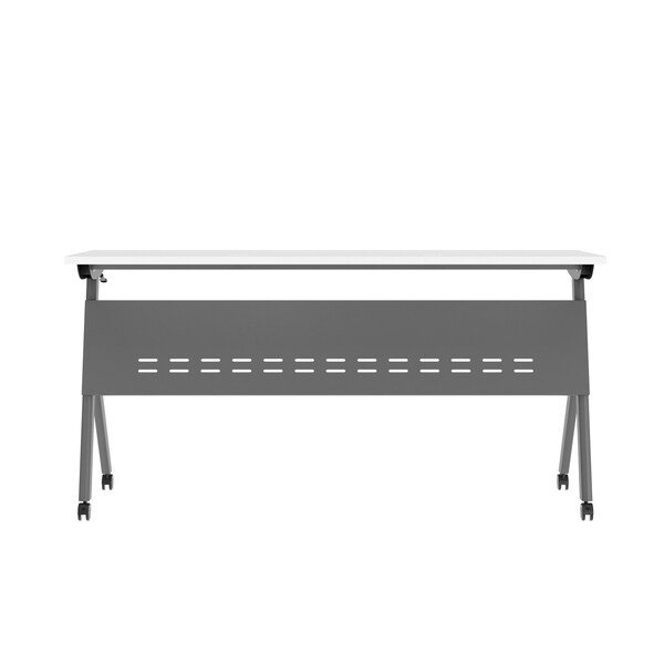 Flash Furniture Davis 60in. x 24in. HD Nesting Table w/Y-Legs, Modesty Panel, 1in. Thick White Tabletop, Gray Frame - MT-M6024-Y-LEG-WHTGRY-GG