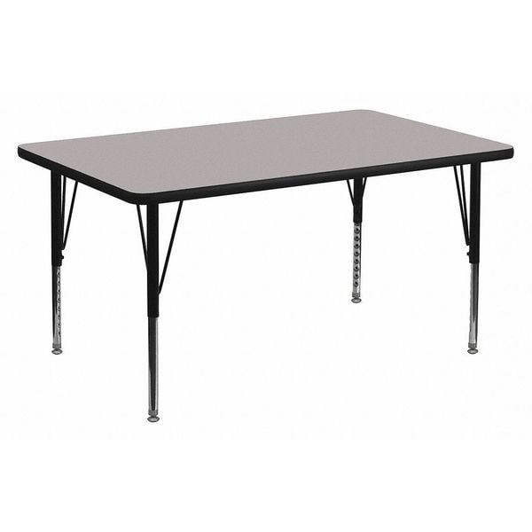 Flash Furniture Rectangle Activity Table, 36" W, 72" L, 25.25" H, Laminate, Grey - XU-A3672-REC-GY-H-P-GG