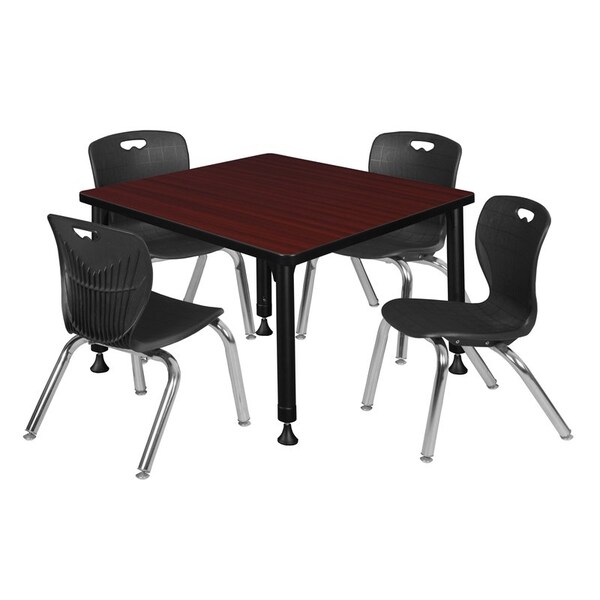 Regency Tables > Height Adjustable > Square Table & Chair Sets, 30 W, 30 L, 23-37 H, Mahogany - TB3030MHAPBK45BK