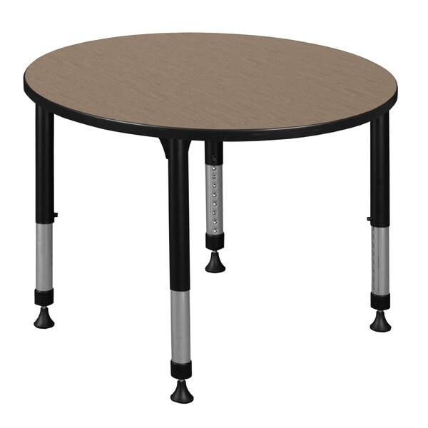 Regency Round Kee Height Adjustable Classroom Activity Table, 36 in W, 36 in L, Noble Oak - TB36RNDNOAPBK