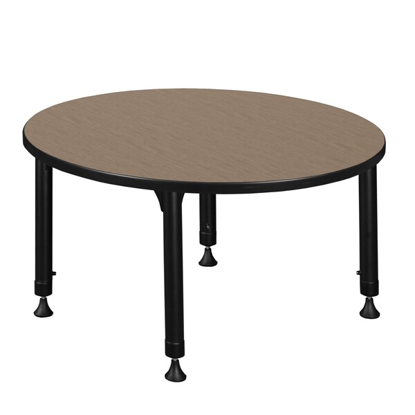 Regency Round Kee Height Adjustable Classroom Activity Table, 36 in W, 36 in L, Noble Oak - TB36RNDNOAPBK