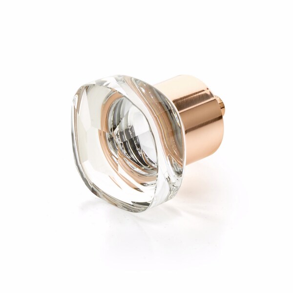 Schaub City Lights Soft Square Glass Knob Polished Rose Gold Finish - 61-PRG