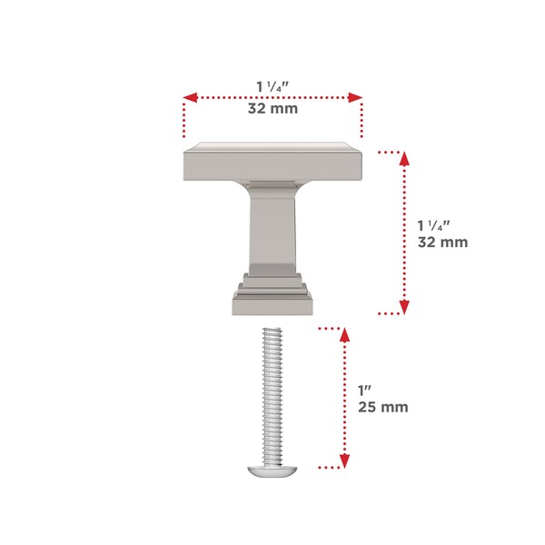 Richelieu Mirabel Collection 1 1/4 in (32 mm) x 1 1/4 in (32 mm) Polished Nickel Transitional Cabinet Knob - BP79532180