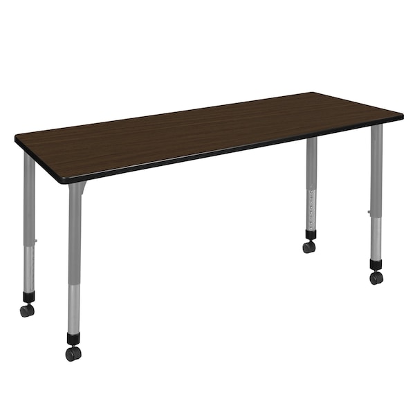 Regency Kee Height Adjustable Mobile Classroom Activity Table, 66 in W, 24 in L, Neo Walnut - MT6624NWAPCGY