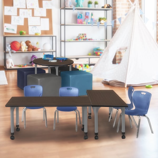 Regency Kee Height Adjustable Mobile Classroom Activity Table, 66 in W, 24 in L, Neo Walnut - MT6624NWAPCGY