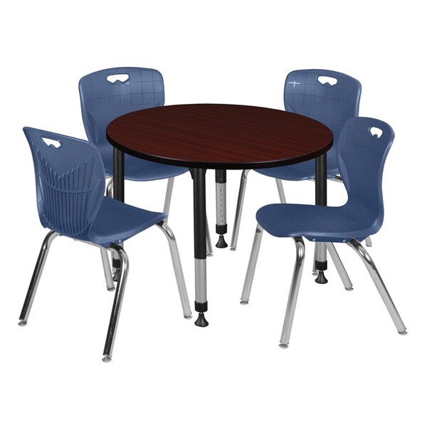 Regency Tables > Height Adjustable > Round Table & Chair Sets, 36 W, 36 L, 23-34 H, Mahogany - TB36RNDMHAPBK40NV