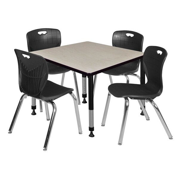 Regency Tables > Height Adjustable > Square Table & Chair Sets, 30 W, 30 L, 23-39 H, Maple - TB3636PLAPBK40BK