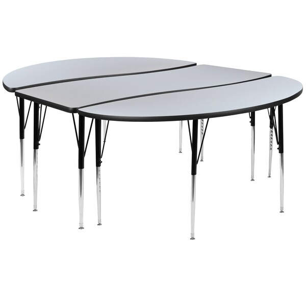 Flash Furniture Oval 60 W, 86 L, 30.25 H, Chrome, Laminate, Particleboard, Steel, Grey - XU-GRP-A3060CON-60-GY-T-A-GG
