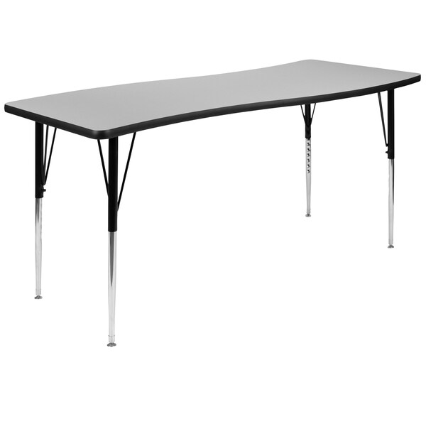 Flash Furniture Oval 60 W, 86 L, 30.25 H, Chrome, Laminate, Particleboard, Steel, Grey - XU-GRP-A3060CON-60-GY-T-A-GG