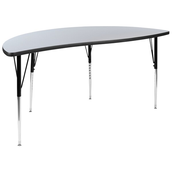 Flash Furniture Oval 60 W, 86 L, 30.25 H, Chrome, Laminate, Particleboard, Steel, Grey - XU-GRP-A3060CON-60-GY-T-A-GG