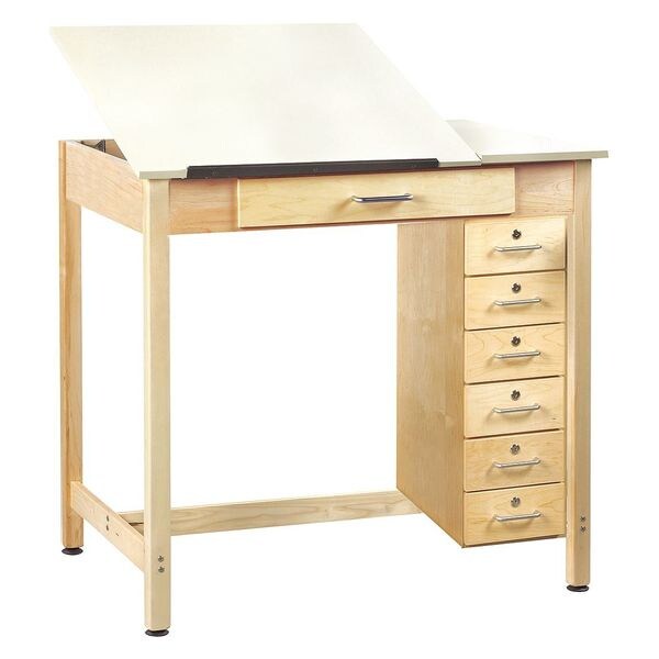 Diversified Spaces Rectangle Drafting Table, 42" W, 32" L, 39-3/4" H, HPL Top, Almond - DT-61SA