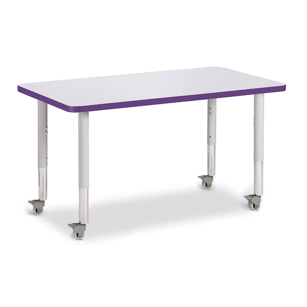 Jonti-Craft Berries Rectangle Activity Table, 24 in. x 36 in., Mobile, Freckled Gray/Purple/Gray - 6478JCM004