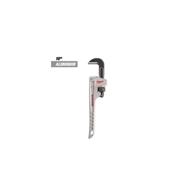 Llave de tubo de aluminio de 10 pulgadas de Milwaukee con llave ajustable de 6 pulgadas (juego de 2 piezas) - 48-22-7210-48-22-7406