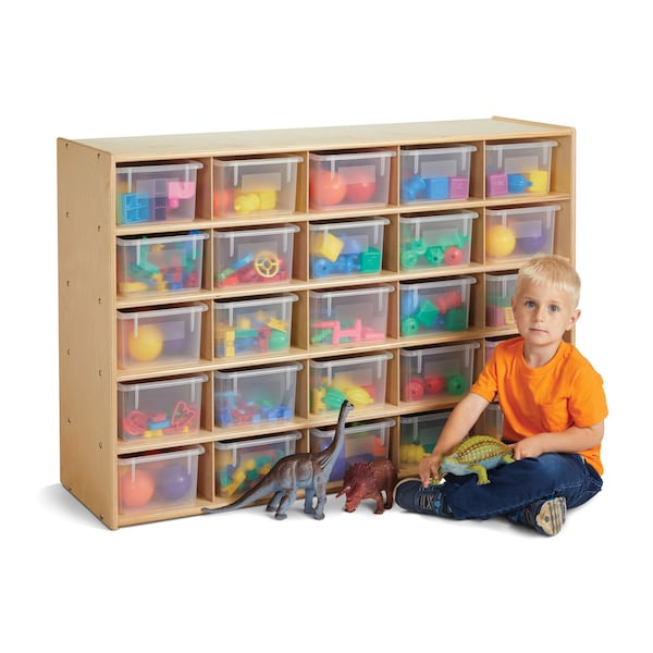 Jonti-Craft Young Time 25 Cubbie-Tray Storage, with Clear Bins - 7141YT