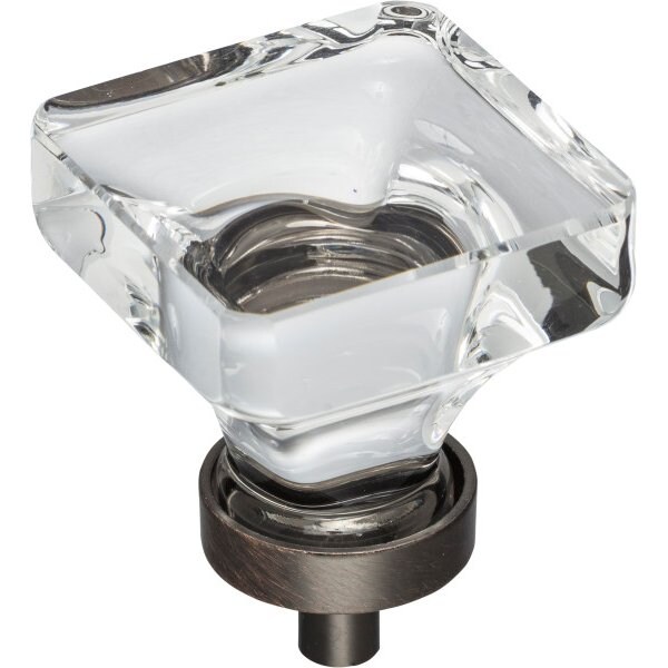 Jeffrey Alexander 1-3/8" Overall Length Brushed Oil Rubbed Bronze Square Glass Harlow Cabinet Knob - G140L-DBAC