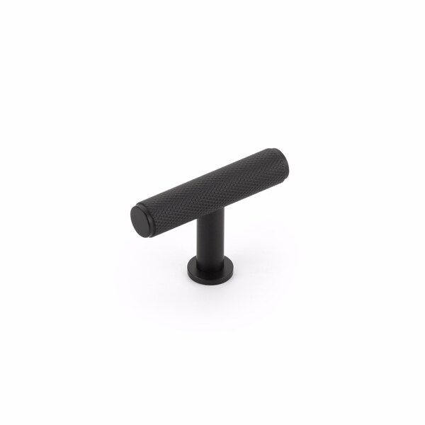 Schaub 2in Center to Center Pub House Knurled T Cabinet Knob Matte Black Finish - 5001-MB