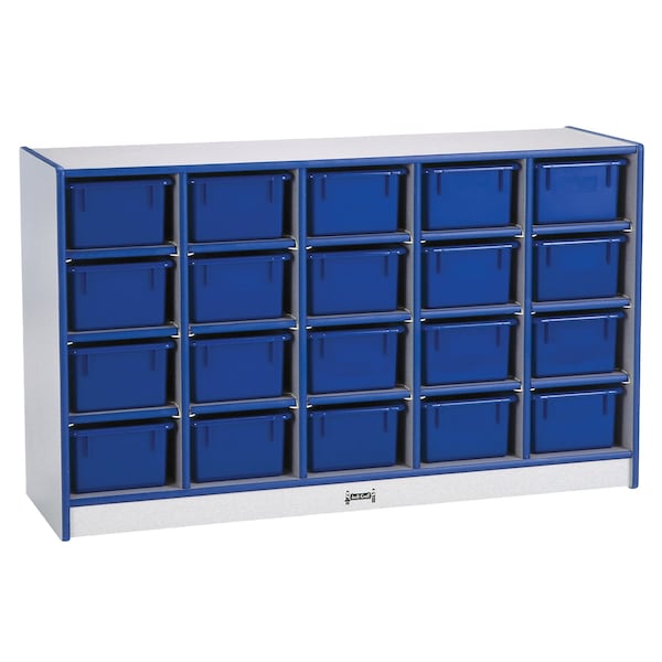 Jonti-Craft Rainbow Accents 20 Cubbie-Tray Mobile Storage, with Trays, Blue - 0421JCWW003