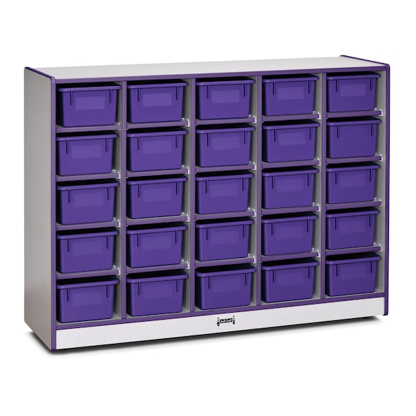Jonti-Craft Rainbow Accents 25 Cubbie-Tray Mobile Storage, with Trays, Purple - 0426JCWW004
