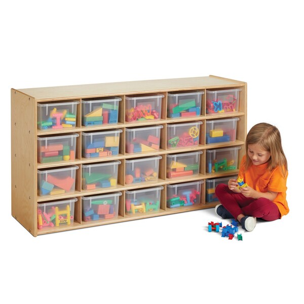 Jonti-Craft Young Time 20 Cubbie-Tray Storage, with Clear Bins - 7041YT