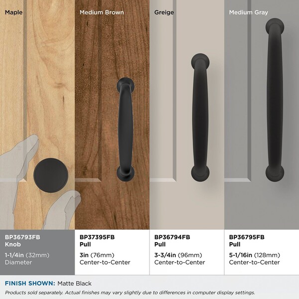 Amerock Renown 1-1/4 in 32 mm Diameter Matte Black Cabinet Knob - BP36793FB